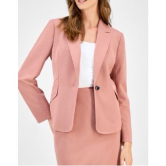 Kasper Separates Suit Jacket Blazer 12 Pink Classic 1 Button Stretch Poly - Picture 1 of 16